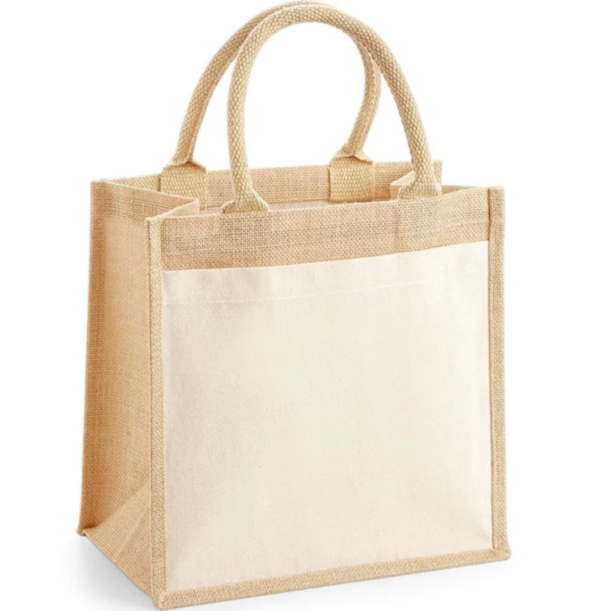 Jute Tote Bag with pocket - 25x25x10cm